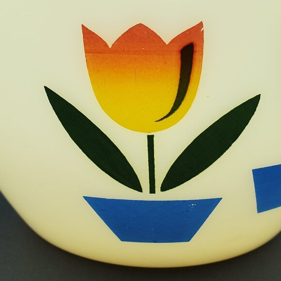 Fire King Tulip Large Mixing Bowl Anchor Hocking Tulips Milk Glass Serving Bowl - Picture 8 of 14